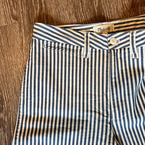 Madewell Blue and White Stripe Emmett Wide-Leg Crop Pant - Picture 7 of 7